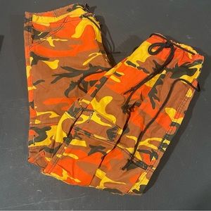 Rothco BDU Cargo Pants Mens XS Orange Camouflage Adjustable Button Fly